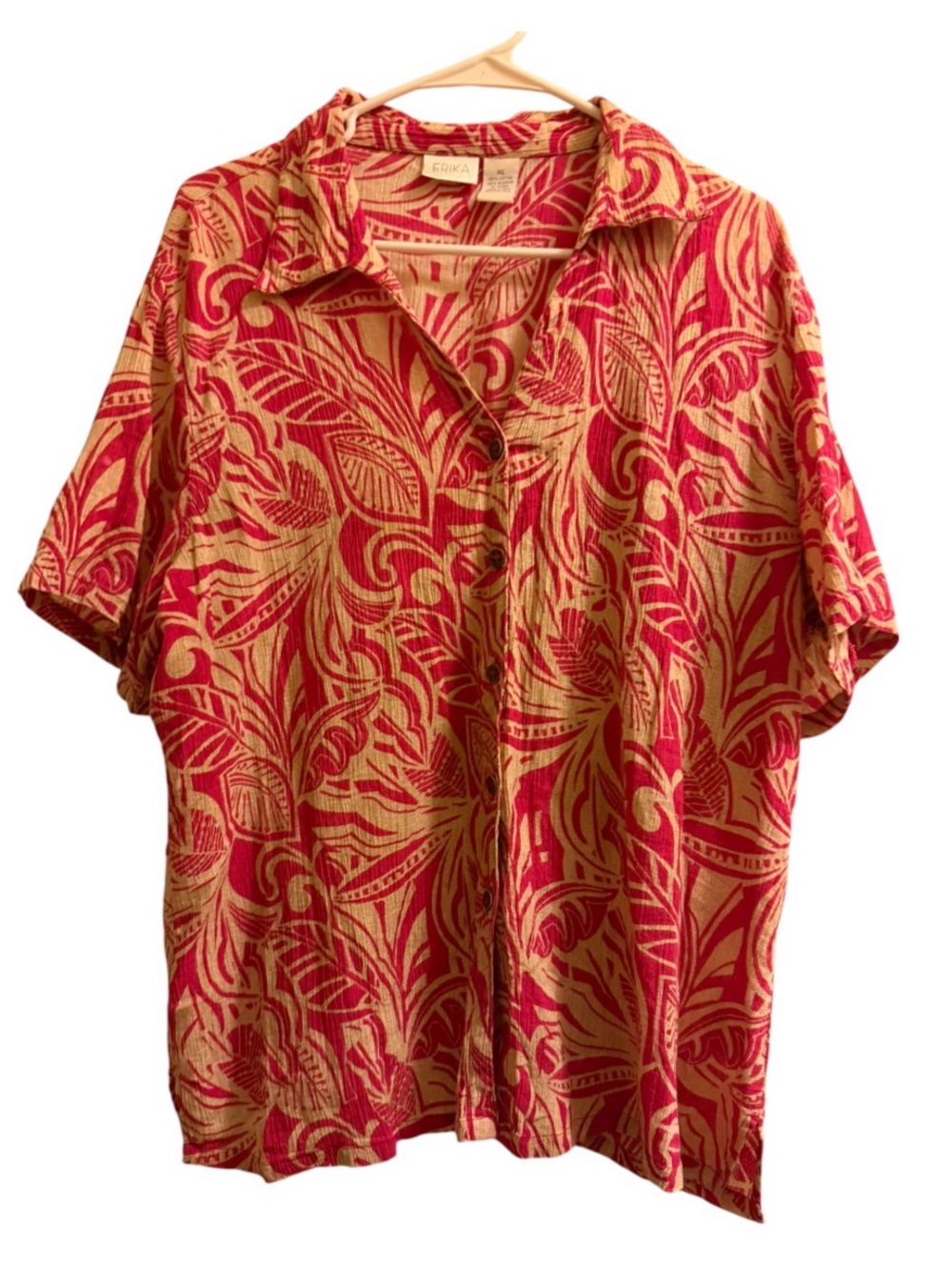 Erika Short-Sleeve Tropical Print Button-Down Shirt